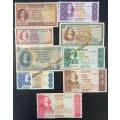 SOUTH AFRICAN BANKNOTE COLLECTION X 9 NOTES