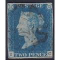 GREAT BRITAIN 1840 2d BLUE SOUND  USED