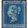 GB 1841 2d BLUE SUPERB USED NUMERAL `864` - SG14