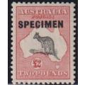 AUSTRALIA 1934 KANGAROO  £2 OVERPRINTED SPECIMEN FINE HINGED MINT