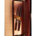 WATERMAN HEMISPHERE CHROME WITH GOLD TRIM ROLLERBALL AND MECHANICAL PENCIL SET IN BOX