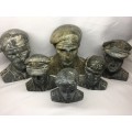 Very Unique set of 6 Rhodesian Officer busts carved from soapstone