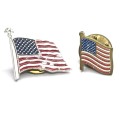Lot of 2 small American flag pin badges