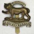 Royal Army Leicestershire regiment cap badge with slide