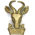 SA Infantry Bokkop brass cap badge - One screw pin missing