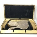 Vintage Silver Grooming Set with 4 Brushes a Mirror ( Slightly damaged ) Hallmarked