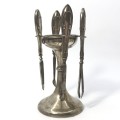Antique hallmarked silver nail care stand with 4 tools - Birmingham 1918-1926 hallmarks- weighs 188g
