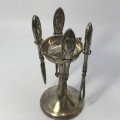 Antique hallmarked silver nail care stand with 4 tools - Birmingham 1918-1926 hallmarks- weighs 188g
