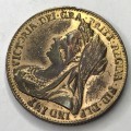 1901 British brass imitation sovereign gambling token - not gold