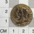 1901 British brass imitation sovereign gambling token - not gold