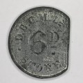 De Beers Consolidated mines 6d sixpence token