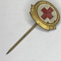 Red Cross Fundraising token pin badges - 5 shillings and 20 shillings