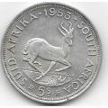 1953 SOUTH AFRICA SILVER FIVE SHILLINGS
