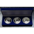 Islamic 1oz Madina silver plated 3 coin set in velvet box