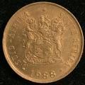 1988 South Africa circulated bronze 1c