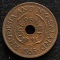 1955 Rhodesia Elizabeth II One penny rarest and first of the series