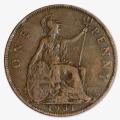 1931 United Kingdom King George V Penny 1d