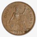 1965 United Kingdom 1d penny Elizabeth II 1st portrait without `BRITT:OMN`
