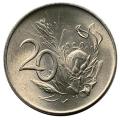 1967 South Africa Afrikaans 20c uncirculated nickel