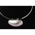 Mother-of-pearl and sterling silver pendant