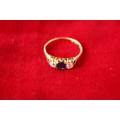 Late Victorian diamond and sapphire 18k gold ring