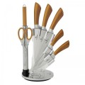 BH-2265 8 pcs knife set with stand, gold metallic, SS, Infinity Line