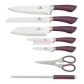 BH-2266 8 pcs knife set with stand, purple metallic SS, Infinity Line