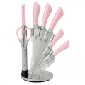 BH-2267 8 pcs knife set with stand, pink metallic SS, Infinity Line