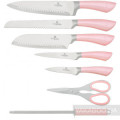 BH-2267 8 pcs knife set with stand, pink metallic SS, Infinity Line