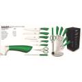 BH-2268 8 pcs knife set with stand, green metallic SS, Infinity Line