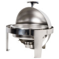 Mirror Finish Stainless Steel Round Roll Top Chafing Dish Set
