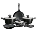 Berlinger Haus 10-Piece Marble Coating Ebony Smoked Wood Line Cookware Set BH-1535