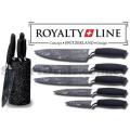 ROYALTY LINE  **5 Pcs Marble Coating Knife Set with Stand RL-5MSTK ** BLACK COLOR