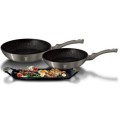 Berlinger Haus Marble Coating Frypan & Grill Plate 3 Piece Set + 2 Piece - Carbon Metallic BH-1670