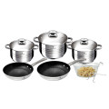 Blaumann 10-Piece Stainless Steel Jumbo Cookware Set With Marble Coating Fry Pans Bl-3243