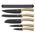 **FREE SHIPPING**Berlinger Haus 6-Piece Knife Set with Magnetic Hanger - Black Rose BH-2399