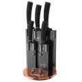 Berlinger Haus 6-Piece Marble Coating Knife Set with Stand Black Rose Gold Collection
