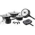 Royalty Line 15-Piece Marble Coating Cookware Set - Black RL-ES1015M