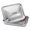 Blaumann 37cm Stainless Steel Roaster Pan With Wire Rack & Lid - Silver