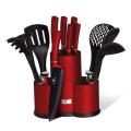 BERLINGER HAUS 12 PIECE KNIFE SET WITH STAND AND KITCHEN TOOLS - BURGUNDY METALLIC