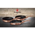 BERLINGER HAUS 3-PIECE MARBLE COATING FRY & GRILL PAN SET - ROSE GOLD
