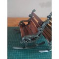 Antique miniature Cast iron &wood slays rocking chair