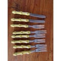SOLINGEN Rostfrei Stainless cutlery  bakelite/plastic bamboo handle
