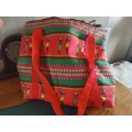 Handbag shoulder red African theme