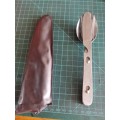 Vintage Soling Interlocking Utensil Set Knife Fork Spoon Stainless Japan Camping
