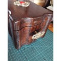 Vintage/antique wooden keep sake box with red velvet lining