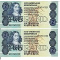 Crazy R1 Start! 2x R2 Notes In Sequence. Uncirculated. G de Kock