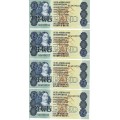 Crazy R1 Start! 4x R2 Notes In Sequence. Uncirculated. G de Kock