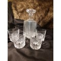 Crystal De Arc crystal whisky decanter with four matching glasses
