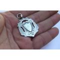 A RARE ANTIQUE HALLMARKED SILVER FOB MEDALLION DATED 1904 BY JOSEPH WILLMORE !